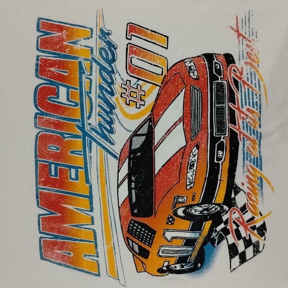 Vintage Natives Of The Weekend American Thunder #01 Racing Off White TShirt - Picture 2 of 10